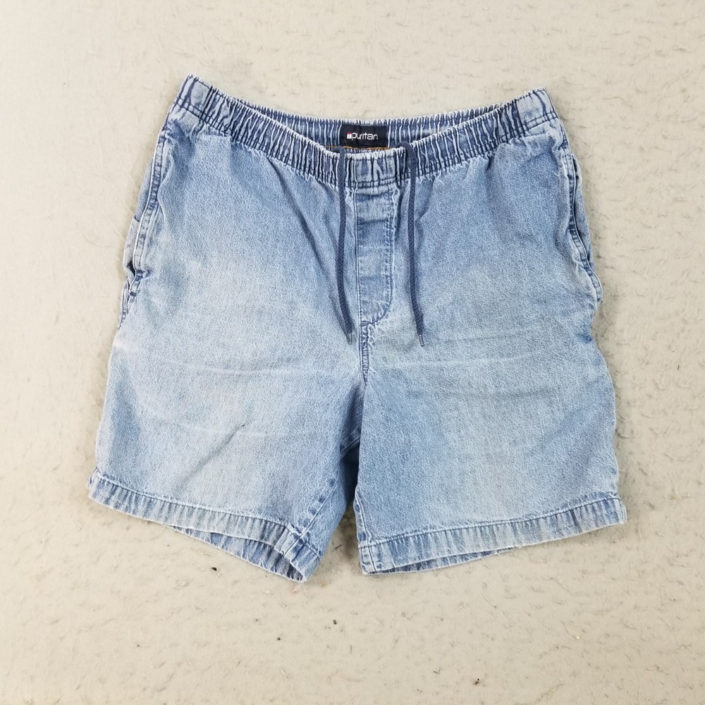 Puritan Shorts Mens S 28 Blue Medium Denim Elastic Waist Drawstring P29C030D